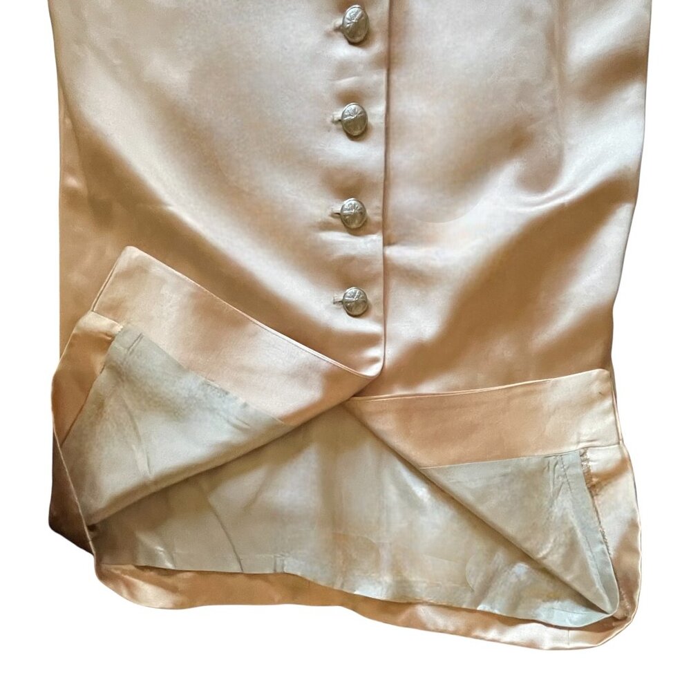 Rare Couture Jan Micole Vintage Peau de Soie Sleeveless Sheath Dress w/ Buttons - Picture 12 of 12